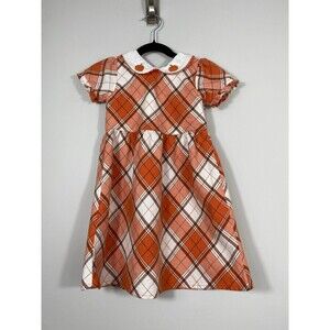 Gymboree 4T Embroidered Pumpkin Plaid Dress  Fall Cotton